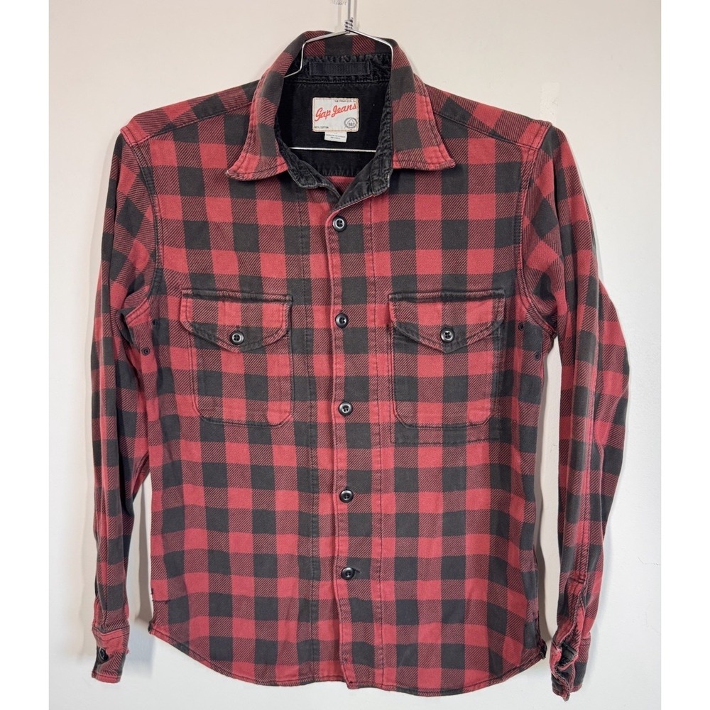 VTG Gap Buffalo Check Button Up Heavyweight Shirt Jacket Shacket Men's M Grunge